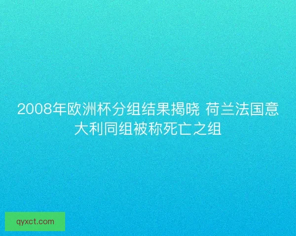 2008年欧洲杯分组结果揭晓 荷兰法国意大利同组被称死亡之组
