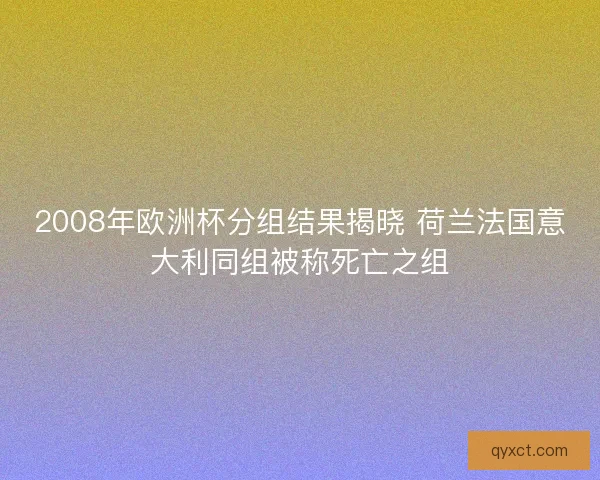 2008年欧洲杯分组结果揭晓 荷兰法国意大利同组被称死亡之组